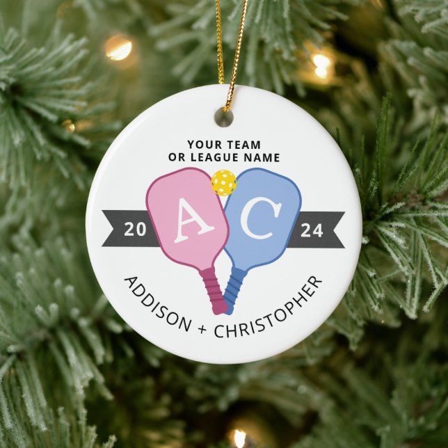 Ornamento de Pickleball de Casais de Fotografia Pe (Árvore)