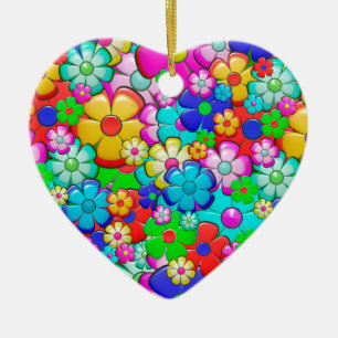 Ornamento de porcelana de flores de Hippie