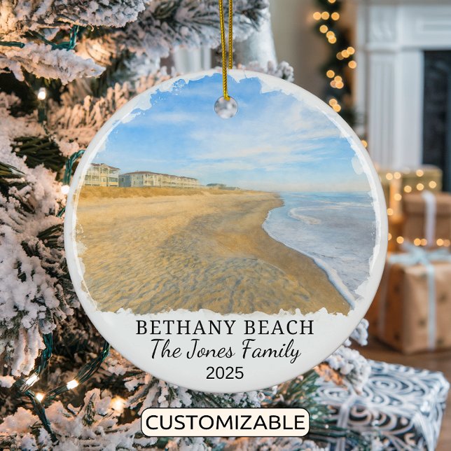 Ornamento de praia de Bethany personalizado, Delaw (Criador carregado)