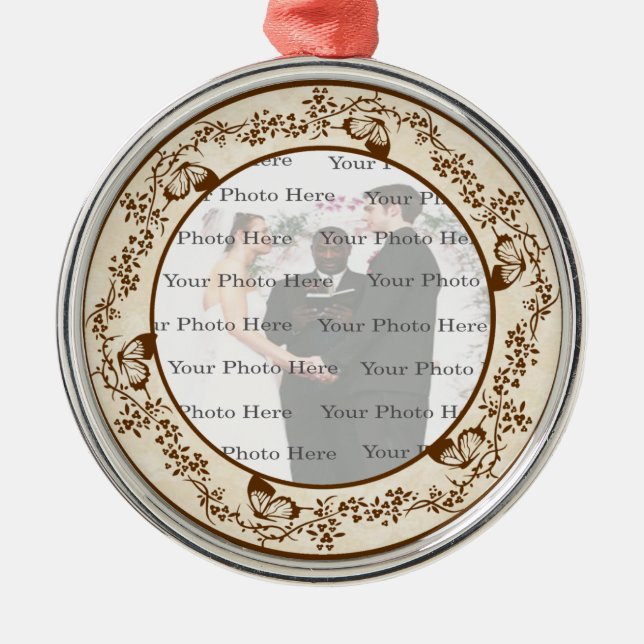 Ornamento De Prata Redonda De Borboleta Elegante (Frente)