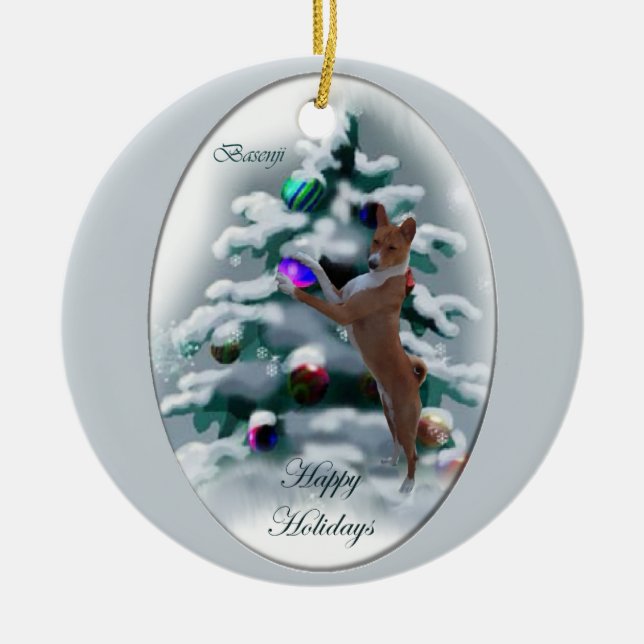 Ornamento de Presentes de Natal Basenji (Frente)