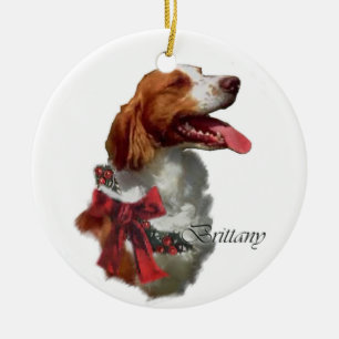 Ornamento de presentes de Natal Brittany Spaniel