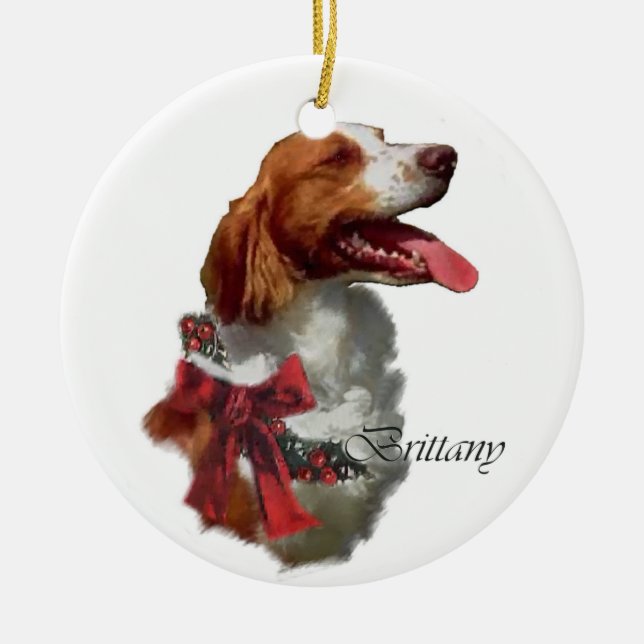 Ornamento de presentes de Natal Brittany Spaniel (Frente)