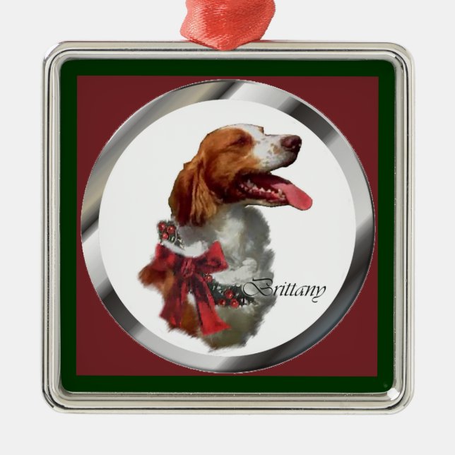 Ornamento de presentes de Natal Brittany Spaniel (Frente)