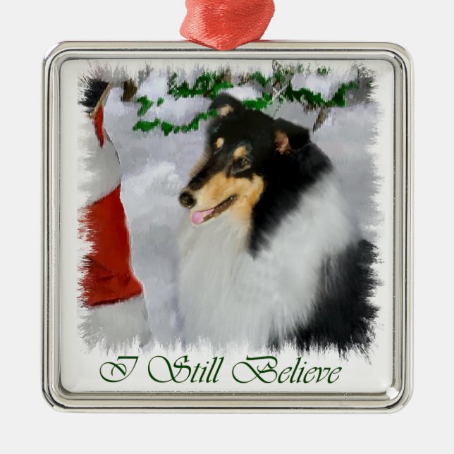 Ornamento de Presentes de Natal Collie Triplo Coll (Frente)