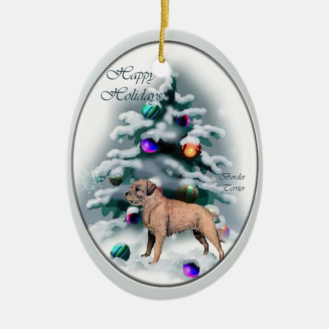 Ornamento de Presentes de Natal de Borda Terrier (Frente)
