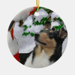Ornamento de presentes de Natal de Collie Suave