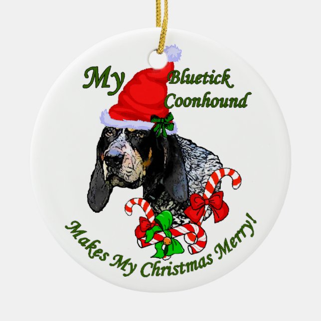Ornamento de presentes de Natal do Bluetick Coonho (Frente)