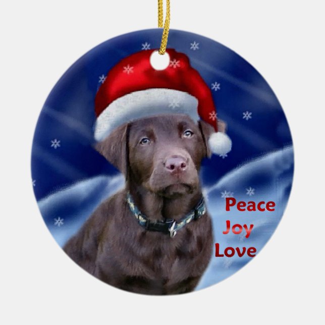 Ornamento de presentes de Natal do Labrador Retrie (Frente)