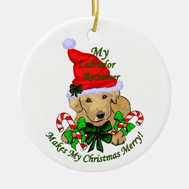 Ornamento de presentes de Natal do Labrador Retrie (Frente)