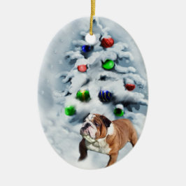 Ornamento de presentes de Natal para Bulldog Inglê