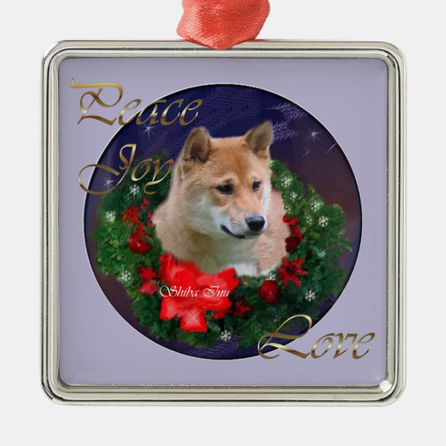 Ornamento de presentes de Natal Shiba Inu (Frente)