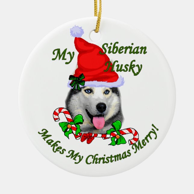 Ornamento de Presentes de Natal Siberianos Husky (Frente)