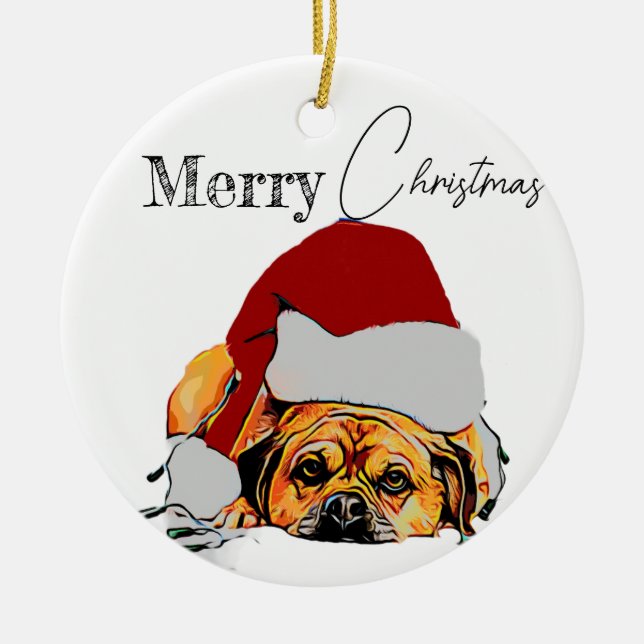 Ornamento de Puggle na Árvore de Natal (Frente)