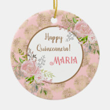 Ornamento de Quinceanera rosa Blush