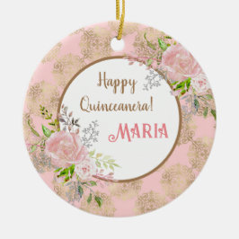 Ornamento de Quinceanera rosa Blush