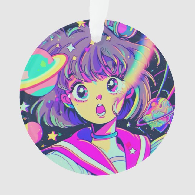Ornamento de Rapariga de Anime Kawaii (Frente)
