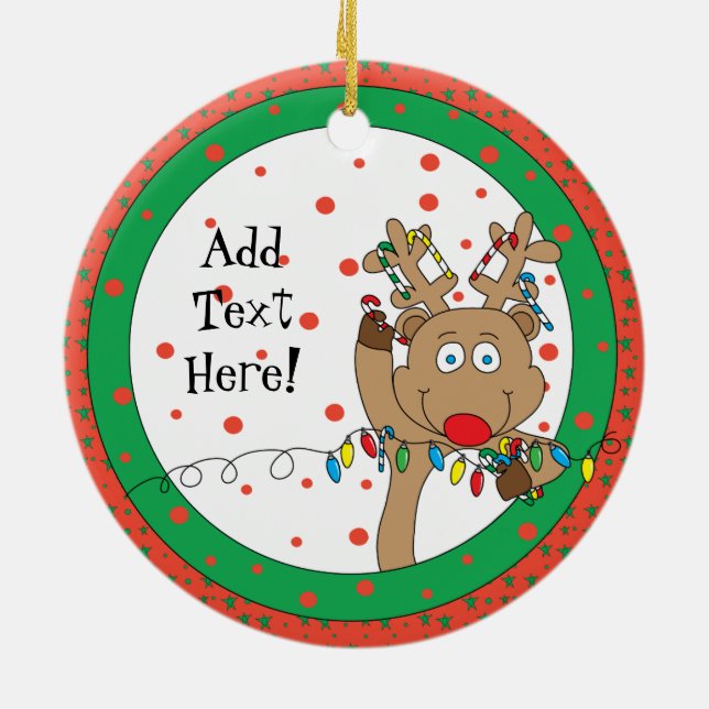 Ornamento de Reindeer de Natal Personalizar (Traseira)