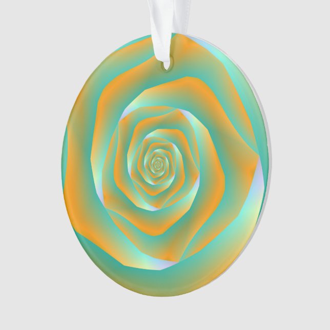 Ornamento de Rosa espiral laranja e verde (Frente)