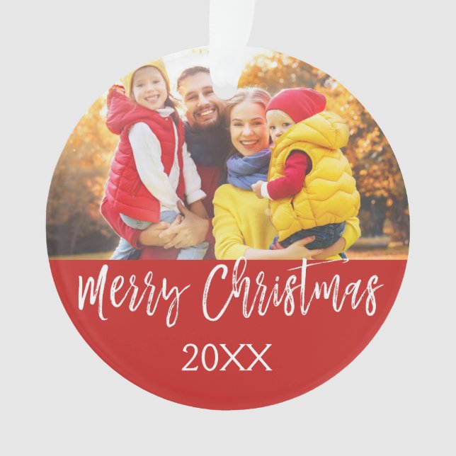 Ornamento de Script com Letras de Feliz Natal (Frente)