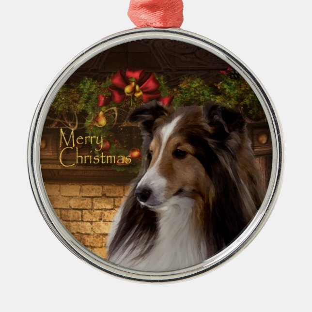 Ornamento de Sheltie do feriado (Frente)