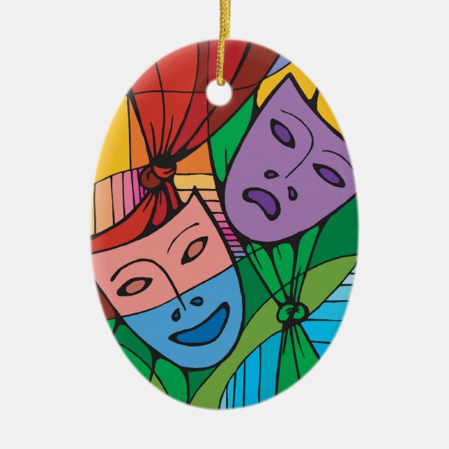 Ornamento de Símbolos de Teatro de Tragédia e Comé (Frente)