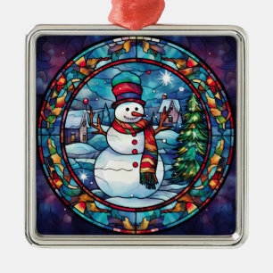 Ornamento de Snowman de Vidro Obtido