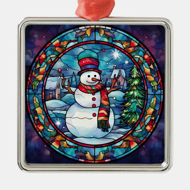 Ornamento de Snowman de Vidro Obtido (Frente)