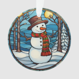 Ornamento de Snowman de Vidro Obtido
