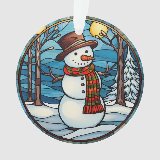 Ornamento de Snowman de Vidro Obtido (Frente)