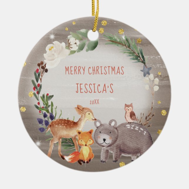 Ornamento de Terra de Natal Feliz (Frente)