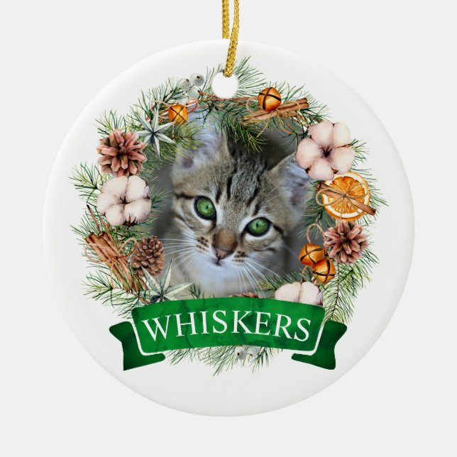 Ornamento de terra natalícia Cat (Frente)
