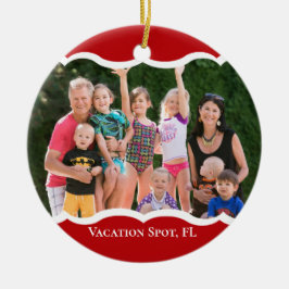 Ornamento de Twin Photo Red Cerâmica