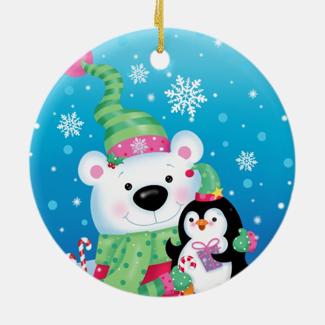 Ornamento de Urso Polar e Pinguim (Traseira)