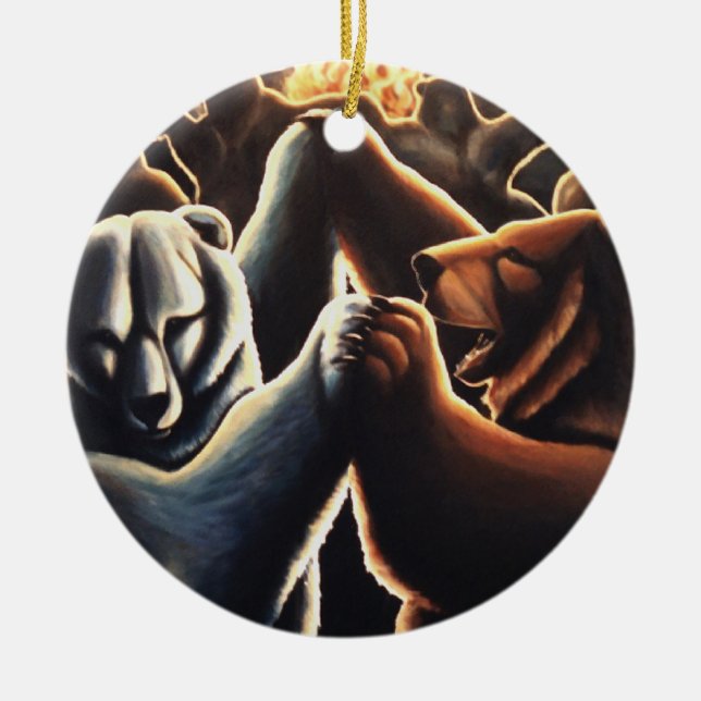 Ornamento de Ursos Dançantes Ofertas de Amor Multi (Frente)