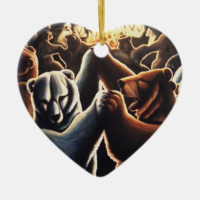 Ornamento de Ursos Dançantes Ofertas de Amor Multi (Frente)