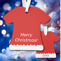 Ornamento de Vestido Vermelho Bonito para o Primei