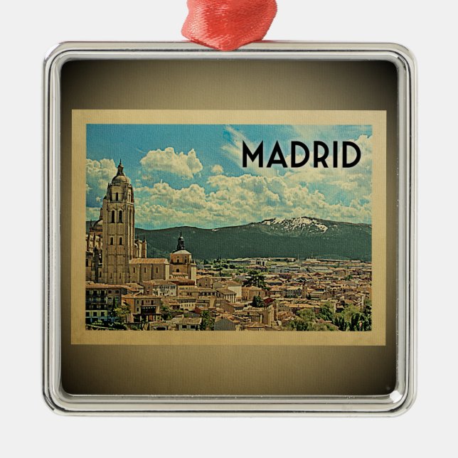 Ornamento de Viagens vintage de Espanha Madrid (Frente)