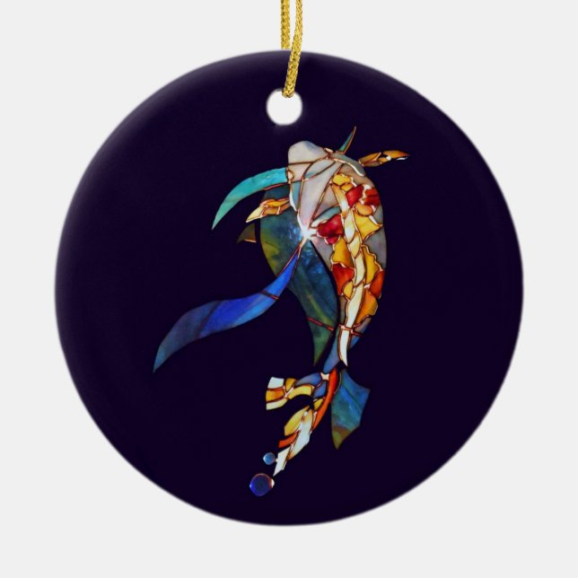 ORNAMENTO de vidro dos peixes de Koi da arte (Frente)