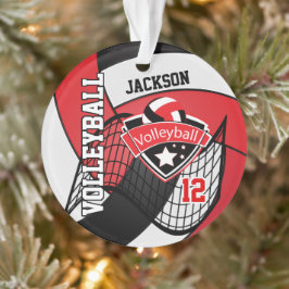 Ornamento 🏐 de Voleibol Vermelho, Preto e Branco: 
