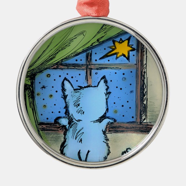 Ornamento de Westie - primeiros estrela/Natal (Frente)