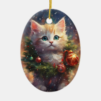 Ornamento de Wreath de Kitten de Natal