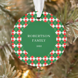 Ornamento de Xadrezes Verde do Nome da Família Per
