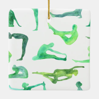 Ornamento de Yoga Verde Watercolor