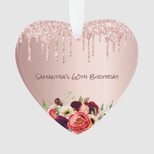 Ornamento Décimo aniversário, rosa dourado, brilho cor-de-ro