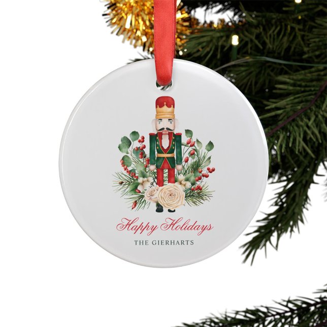 Ornamento Decinto da Árvore Familiar de Feriados Felizes do  (Christmas Holidays Nutcracker Acrylic Ornament)