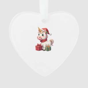 Ornamento Decoração de Natal Unicórnio Camisa de Natal de Un