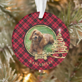 Ornamento Decorações de Cães de Árvore de Natal, Tartan Xadr