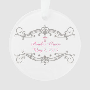 Ornamento decorativo do rolo, cruz cor-de-rosa,