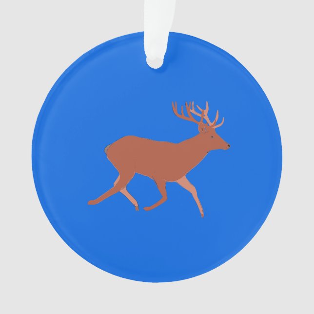 Ornamento Deer Caminhando Azul Festivo Fundo (Frente)